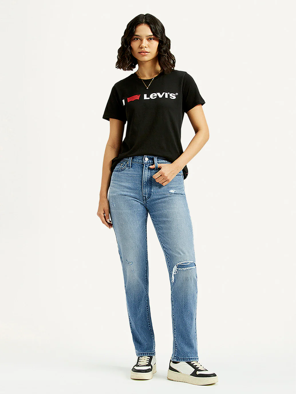 Women's Light Blue Wedgie Straight Fit Mid Rise Jeans