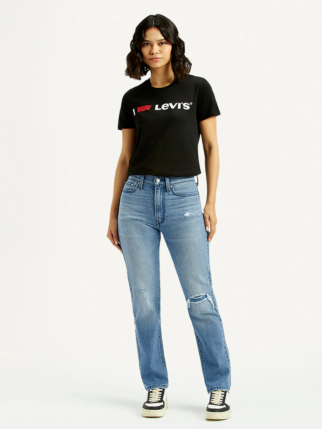 Women's Light Blue Wedgie Straight Fit Mid Rise Jeans - Image 4