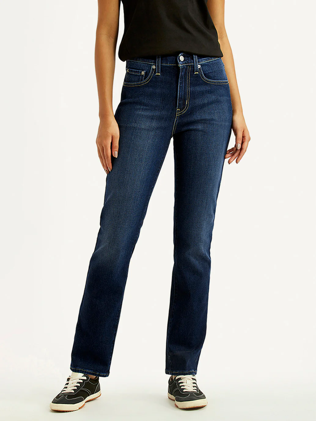Women's 724 Navy Slim Straight Fit High Rise Jeans - Image 2