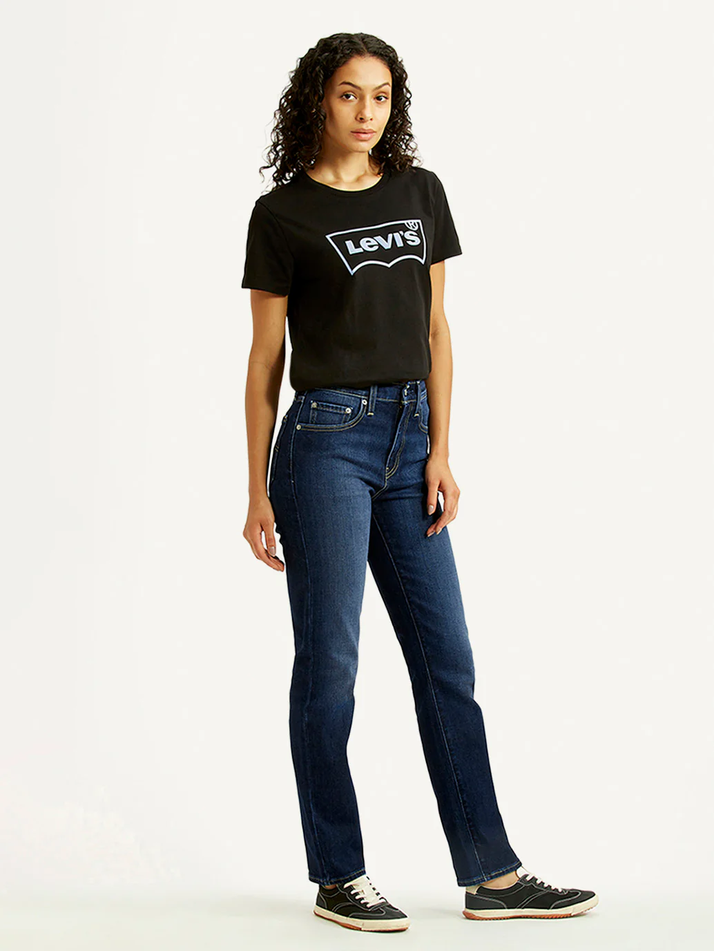 Women's 724 Navy Slim Straight Fit High Rise Jeans - Image 7