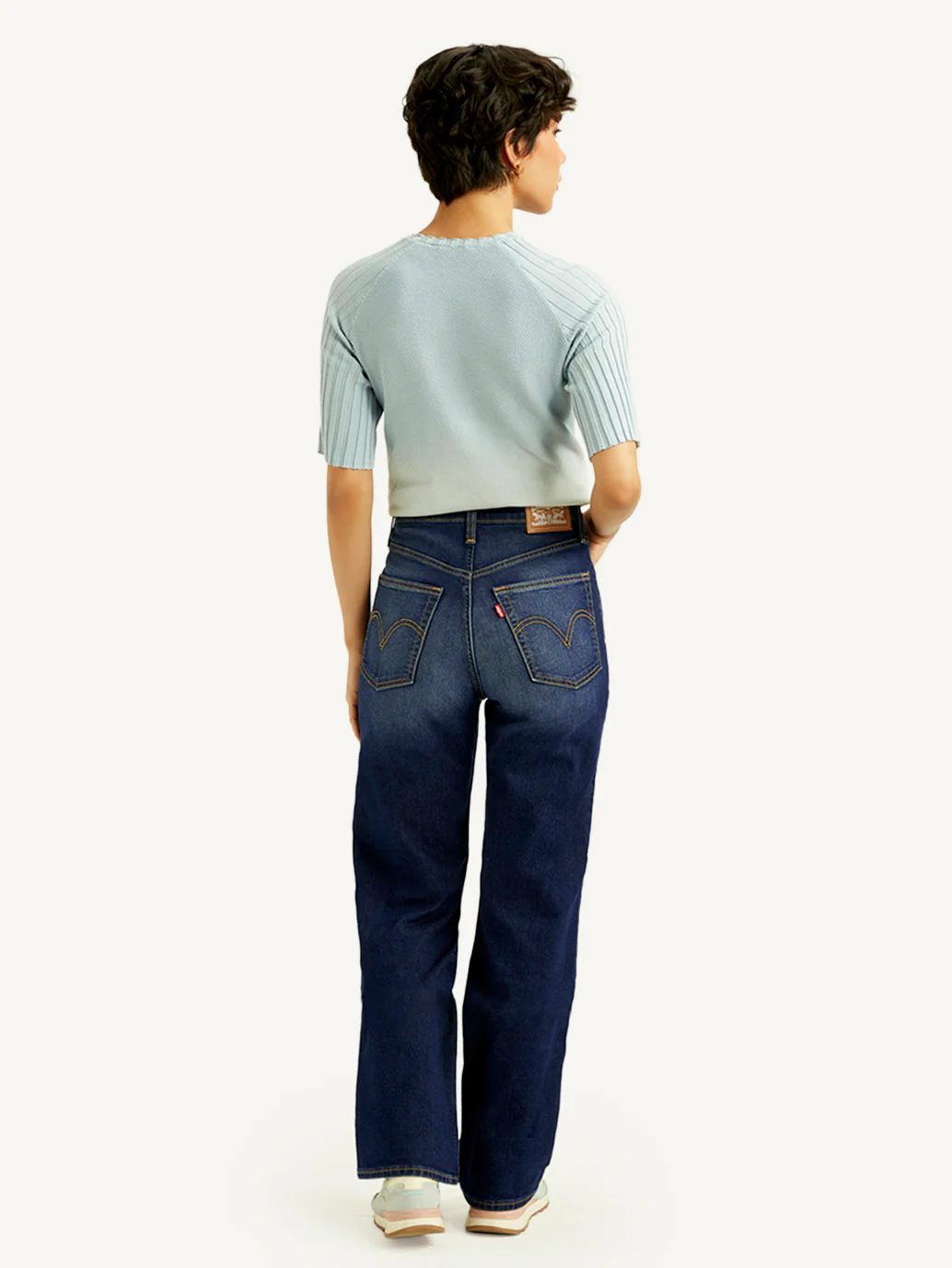 Women's Navy Blue Ribcage Straight Fit High Rise Jeans - Image 4