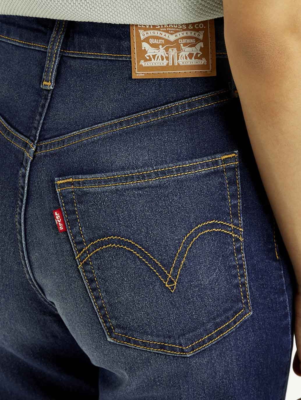 Women's Navy Blue Ribcage Straight Fit High Rise Jeans - Image 5