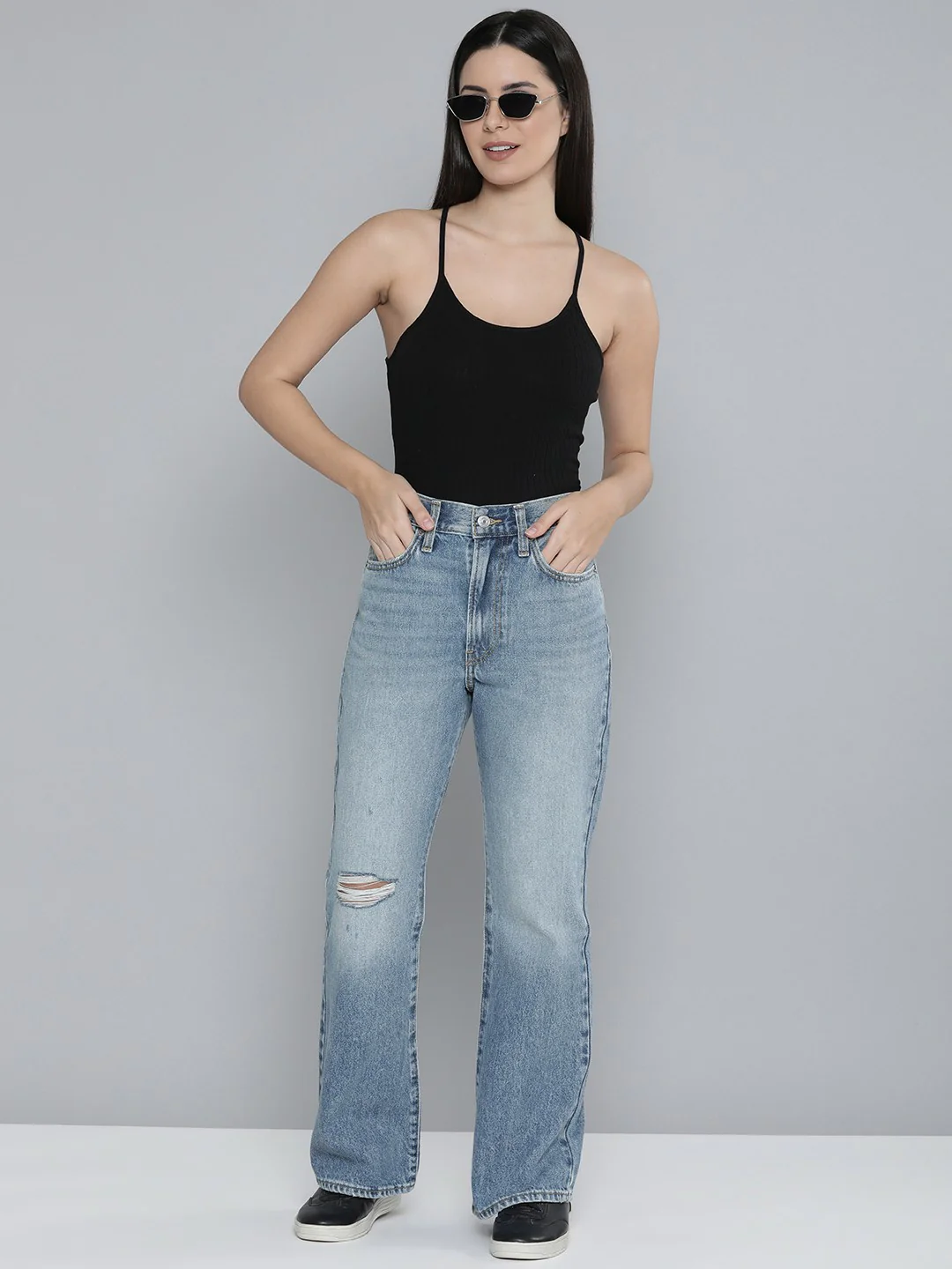 Women's Indigo Wedgie Bootcut Fit Mid Rise Jeans - Image 5