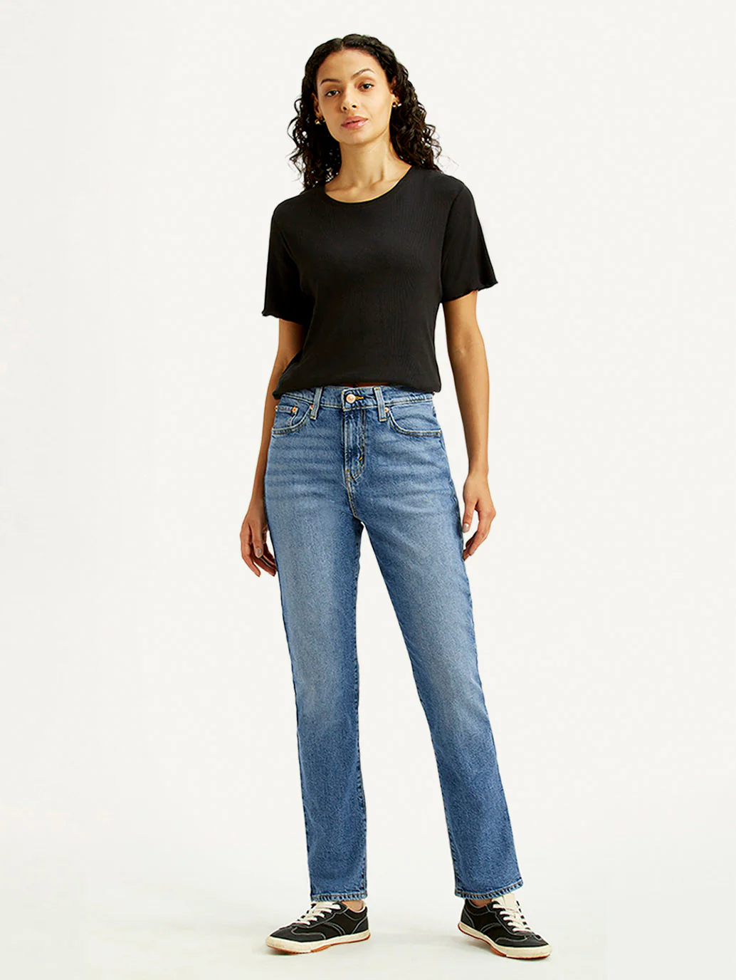 Women's Blue Wedgie Straight Fit Mid Rise Jeans