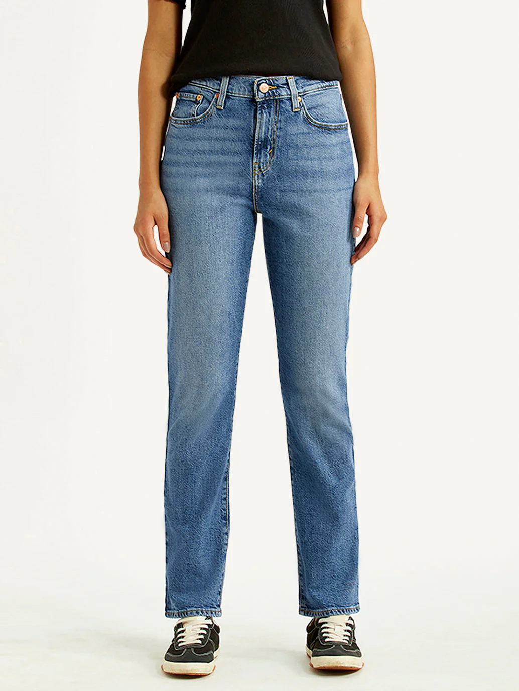 Women's Blue Wedgie Straight Fit Mid Rise Jeans - Image 2