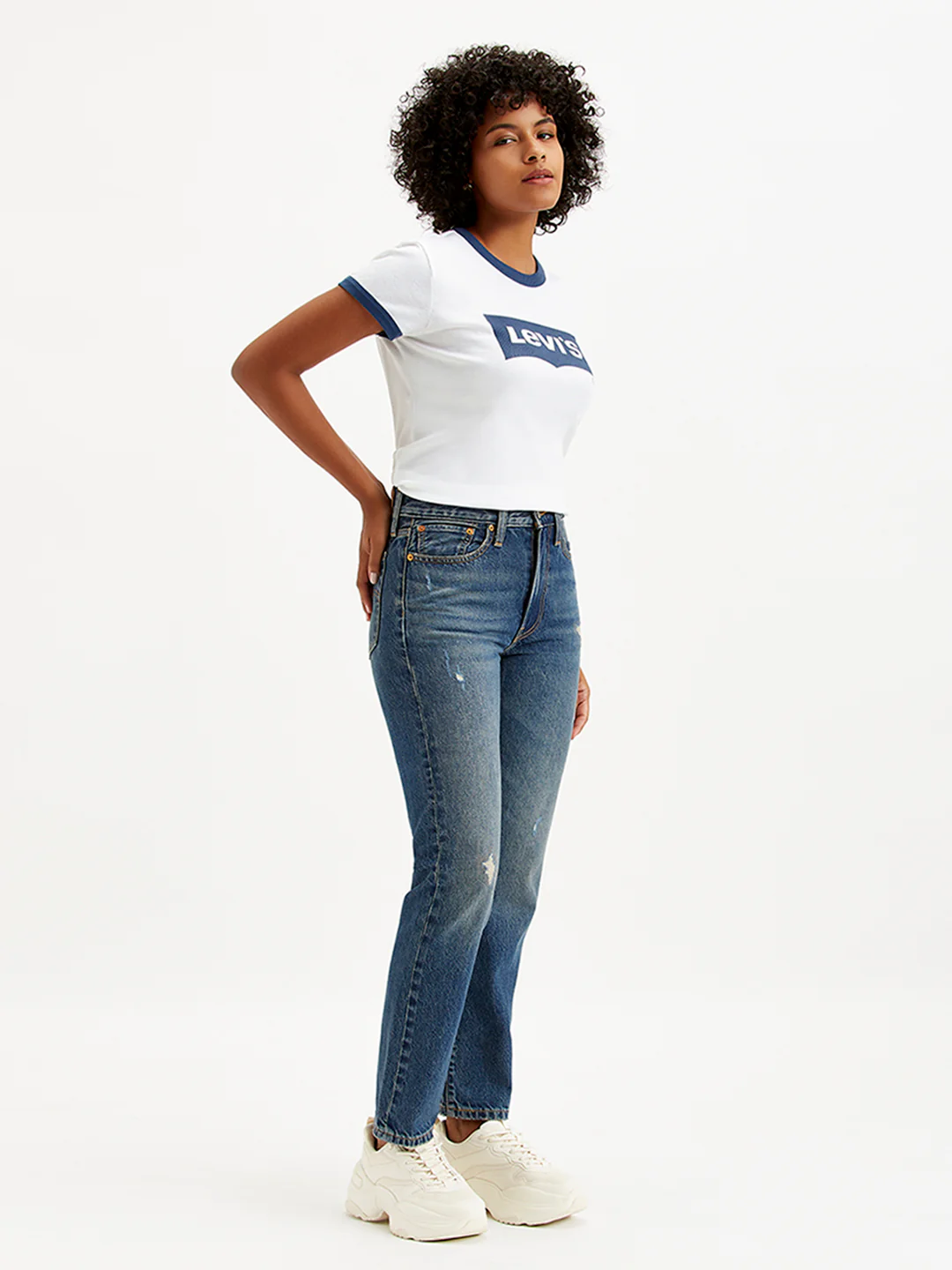 Women's Blue Wedgie Straight Fit Mid Rise Jeans - Image 3