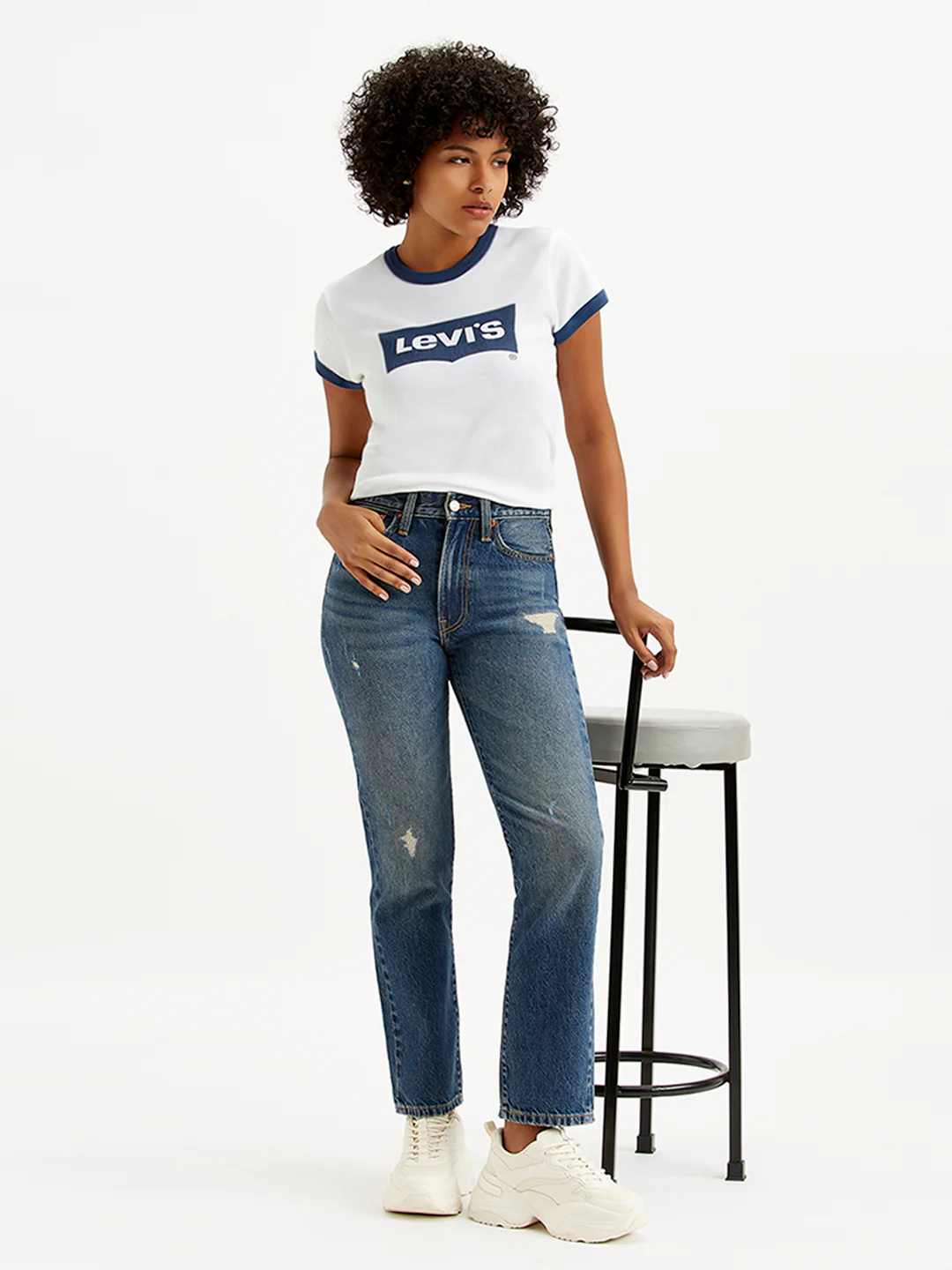 Women's Blue Wedgie Straight Fit Mid Rise Jeans - Image 5