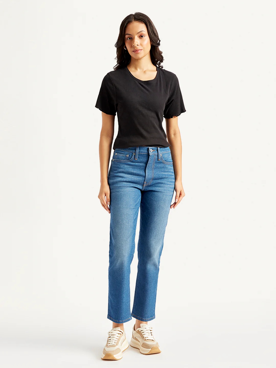 Women's Blue Wedgie Straight Fit Mid Rise Jeans - Image 2