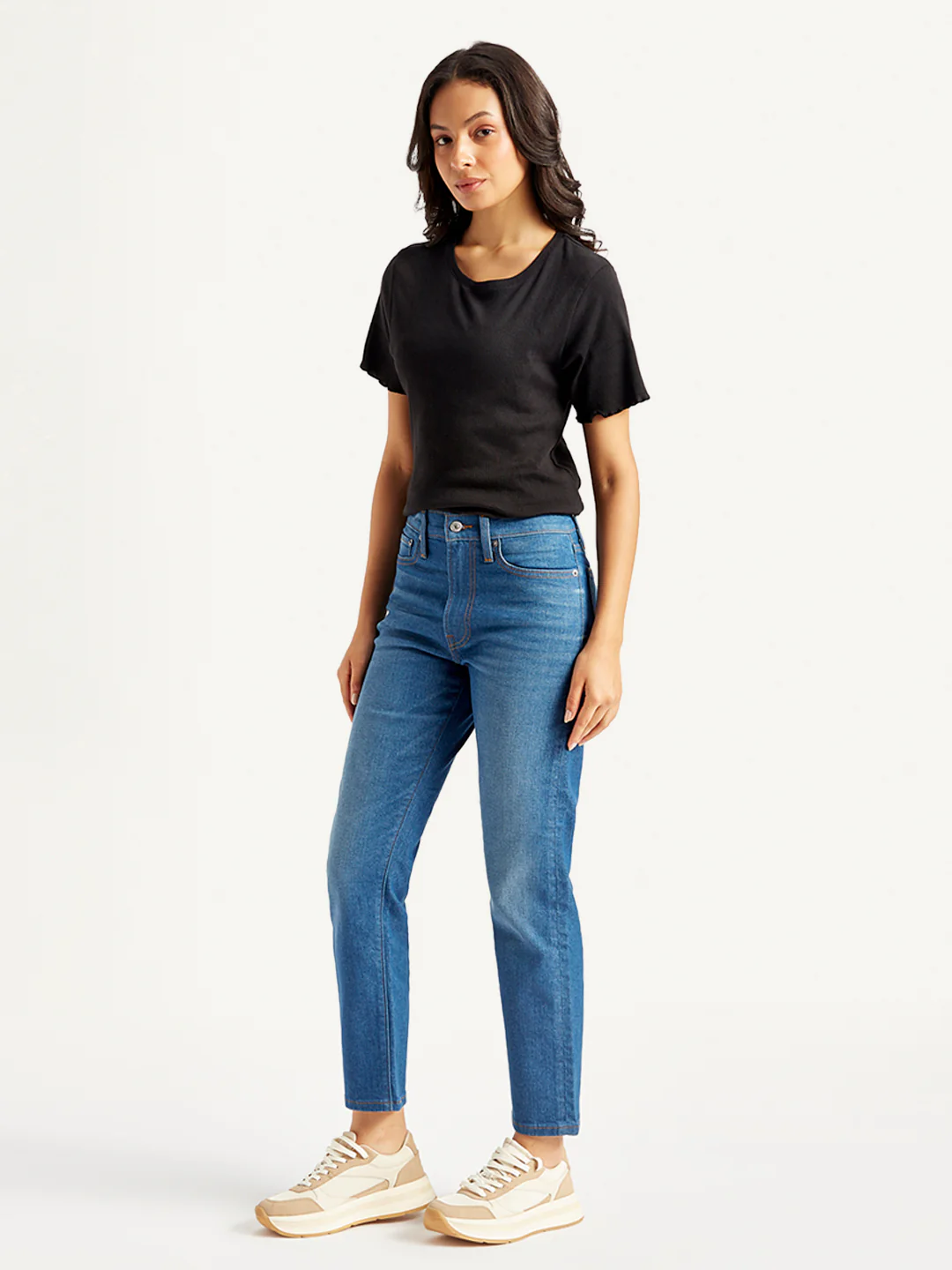 Women's Blue Wedgie Straight Fit Mid Rise Jeans - Image 4