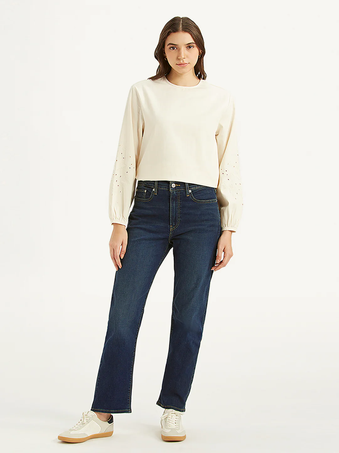 Women's Dark Blue Wedgie Straight Fit Mid Rise Jeans