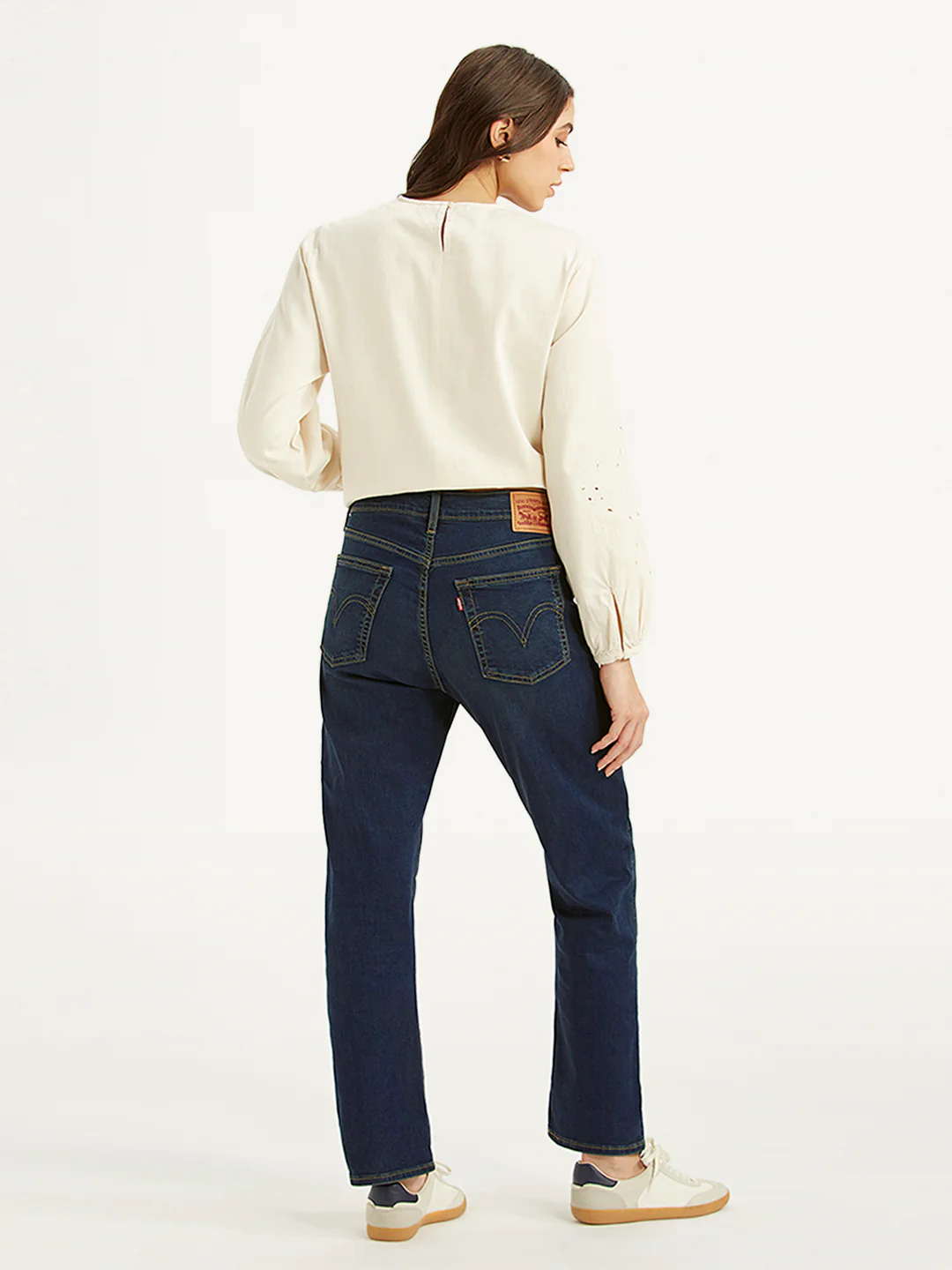 Women's Dark Blue Wedgie Straight Fit Mid Rise Jeans - Image 2