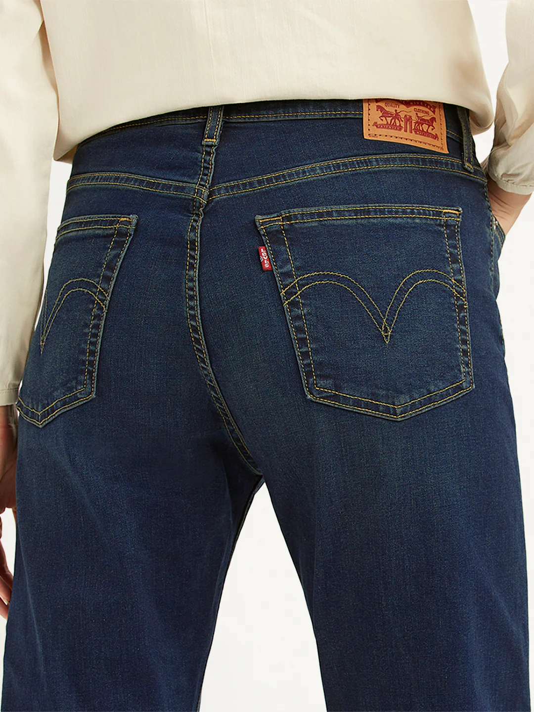Women's Dark Blue Wedgie Straight Fit Mid Rise Jeans - Image 4