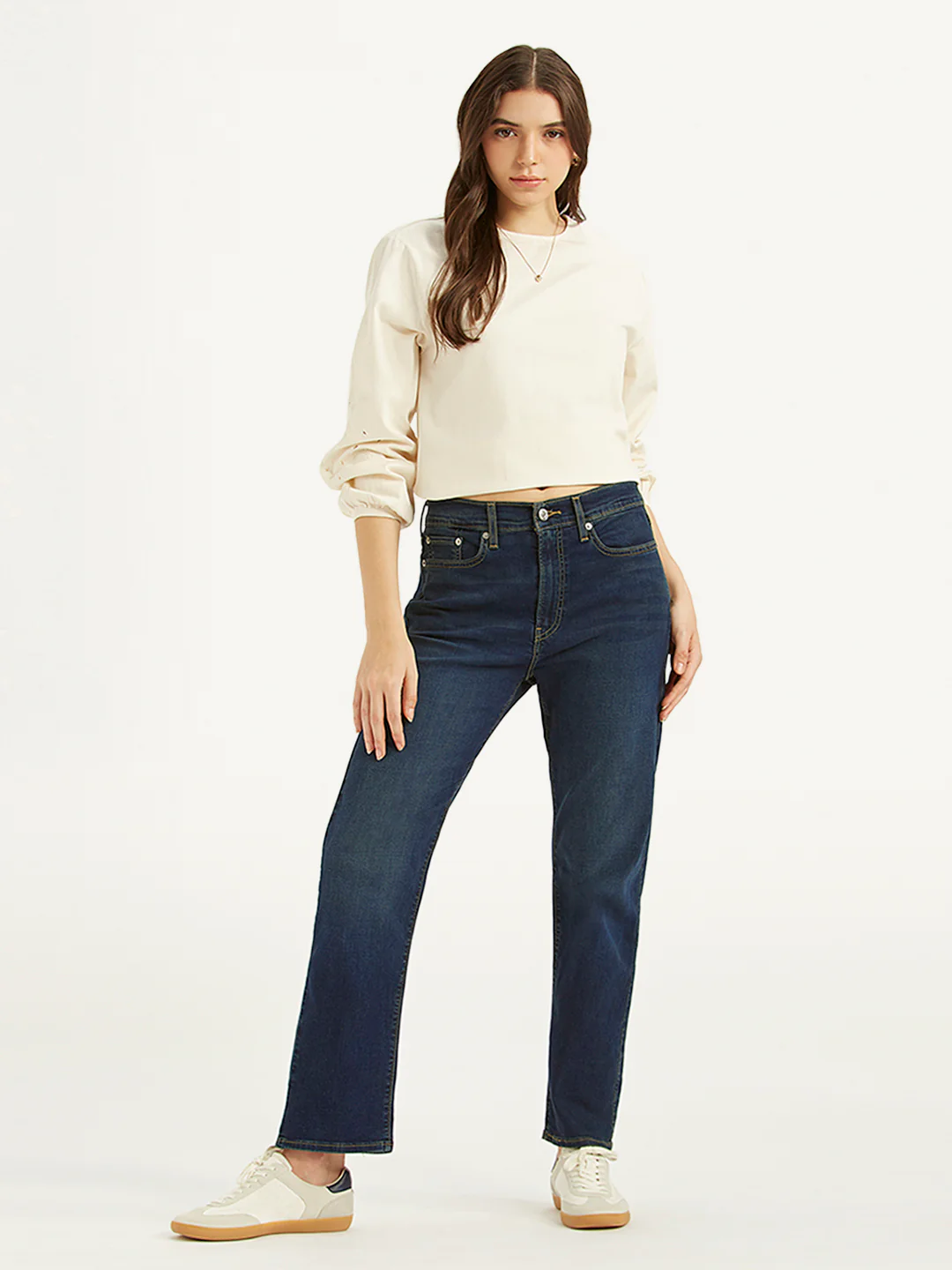 Women's Dark Blue Wedgie Straight Fit Mid Rise Jeans - Image 5