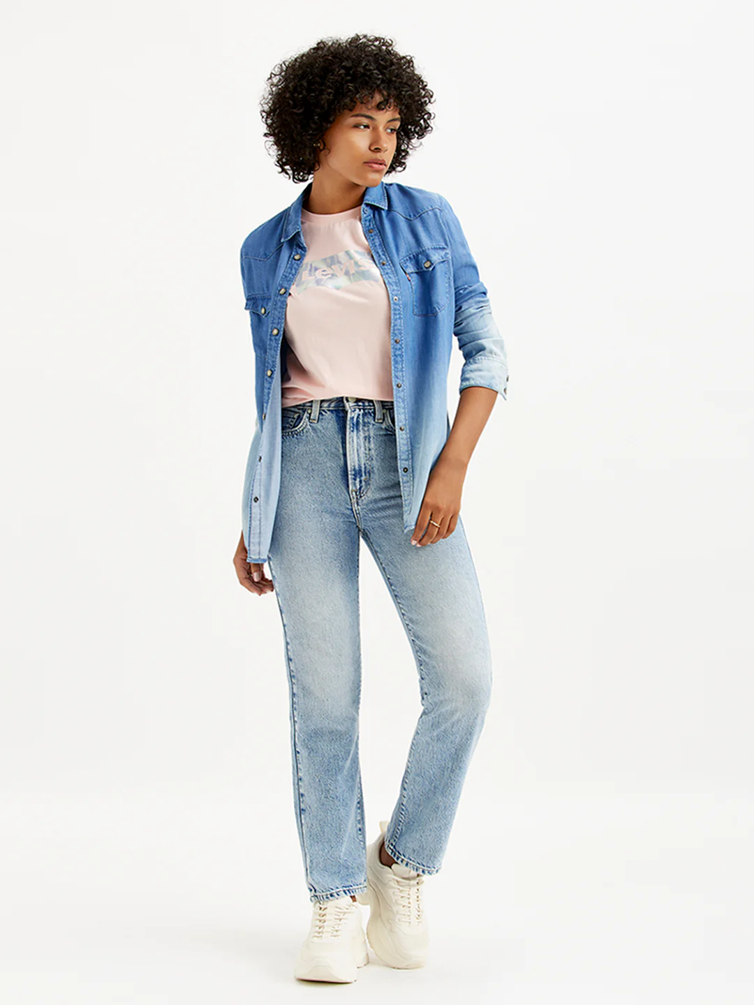 Women's Light Blue Wedgie Straight Fit Mid Rise Jeans - Image 5