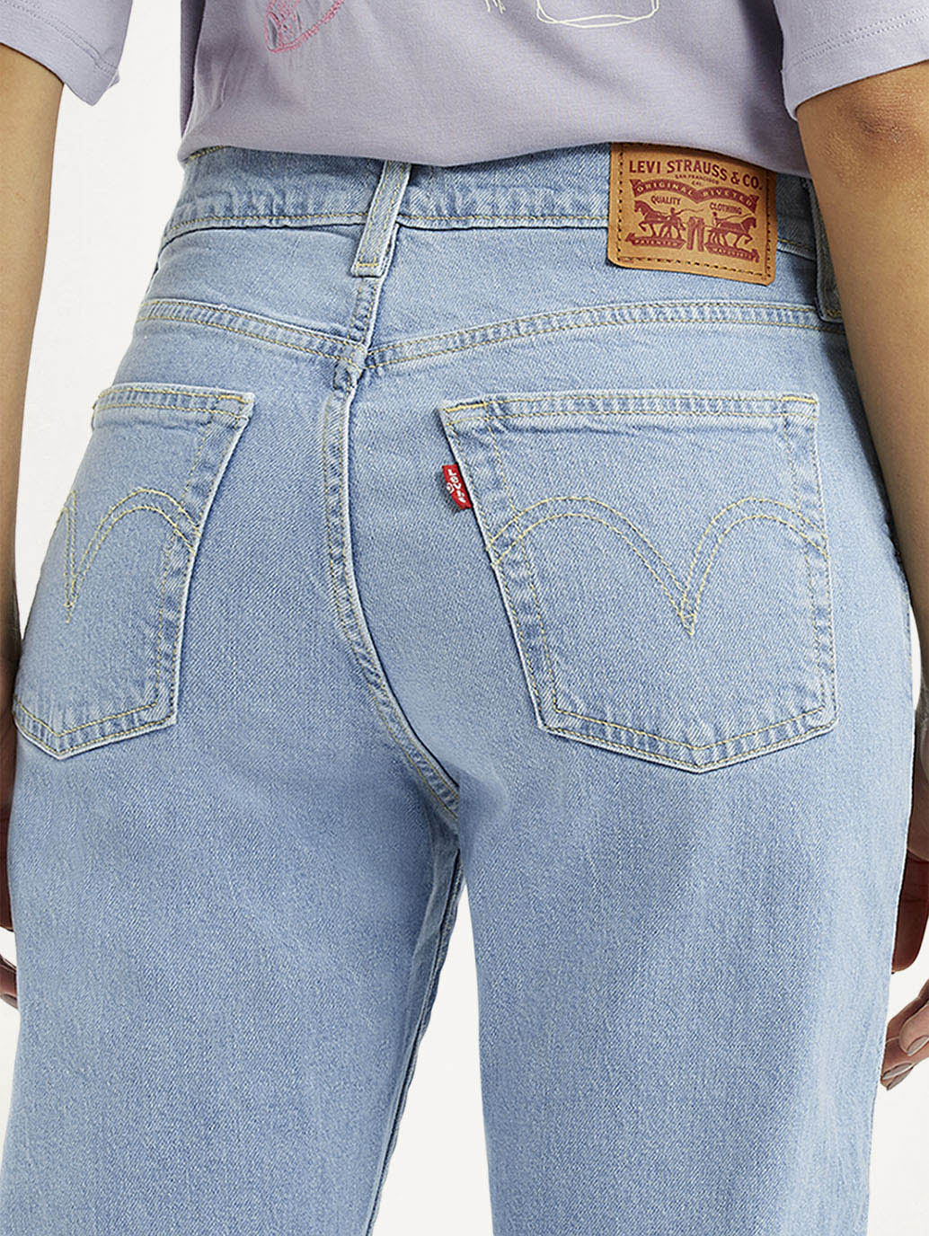 Women's Light Blue Wedgie Straight Fit Mid Rise Jeans - Image 4