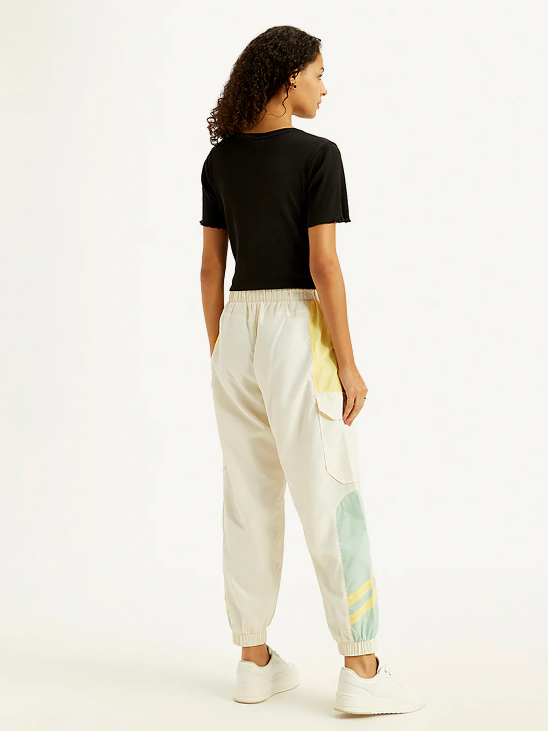 Women's Mid Rise White Track Pants - Image 2