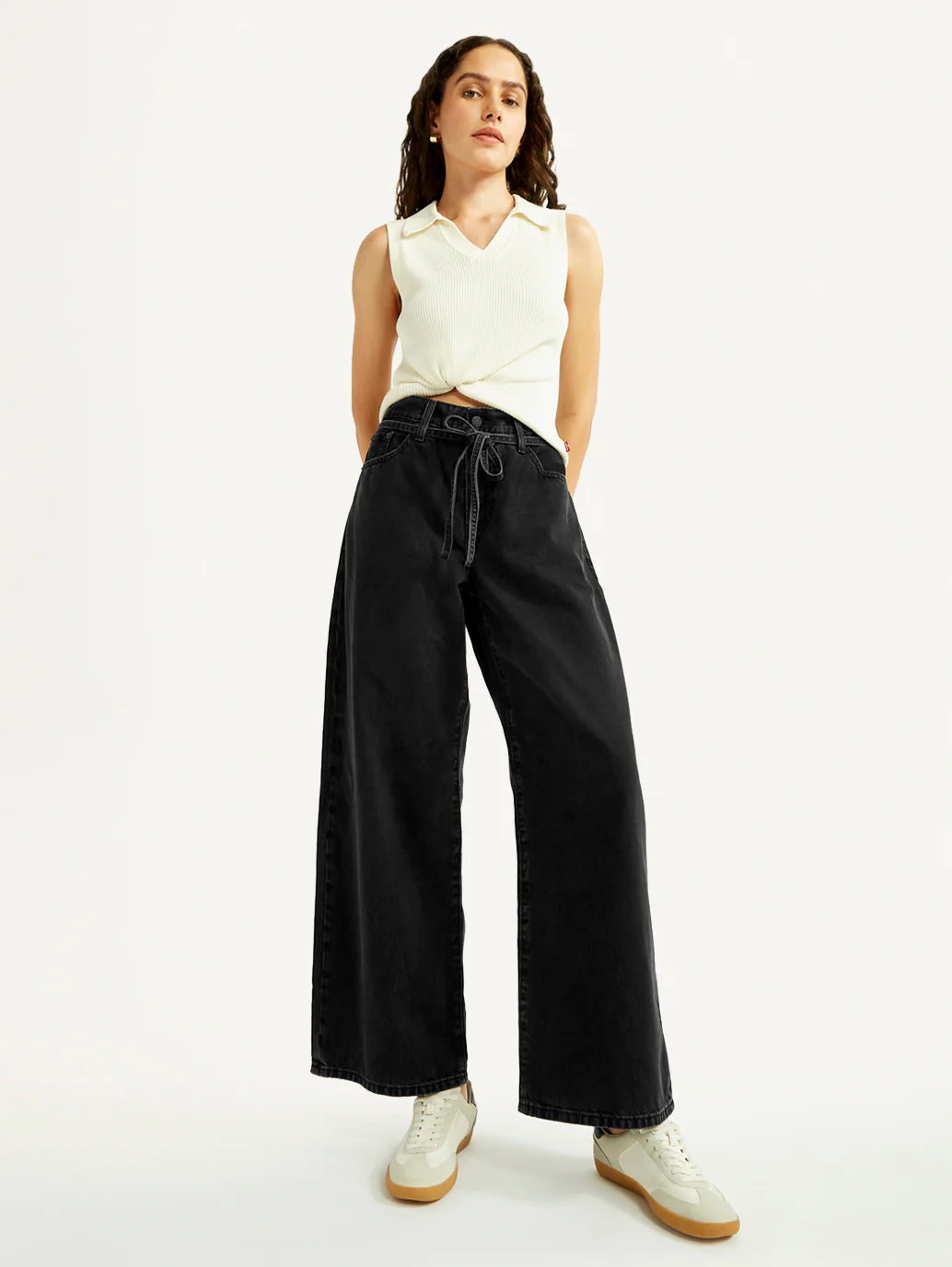 Women's Black XL Straight Loose Fit Mid Rise Jeans