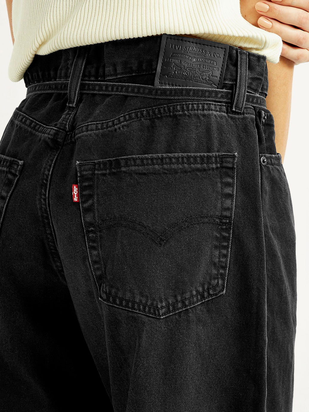 Women's Black XL Straight Loose Fit Mid Rise Jeans - Image 3