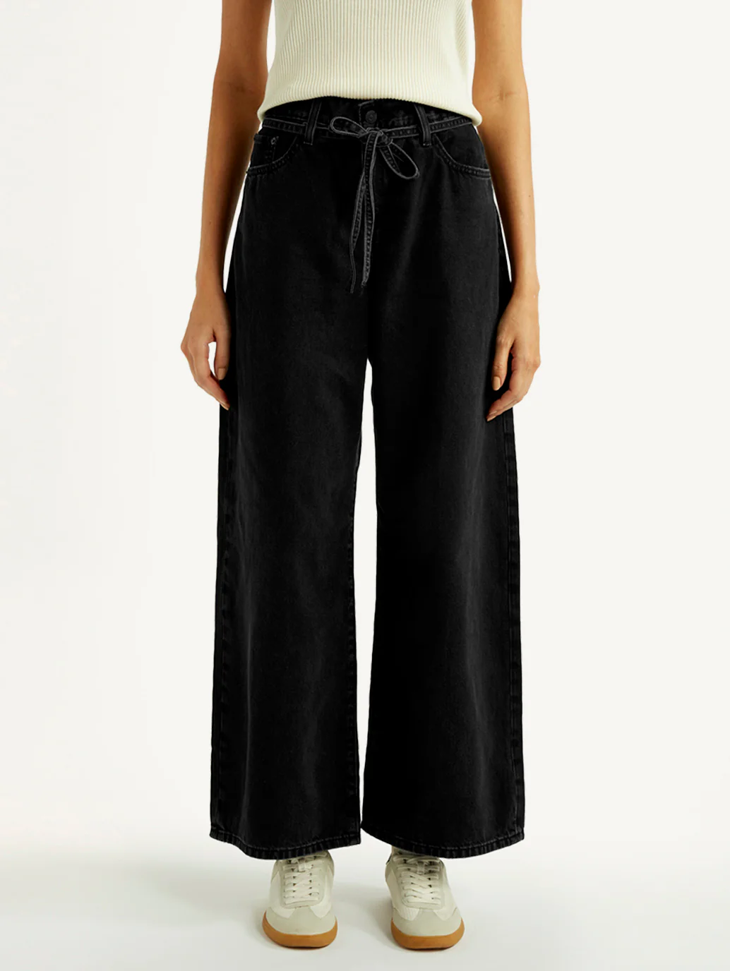 Women's Black XL Straight Loose Fit Mid Rise Jeans - Image 5