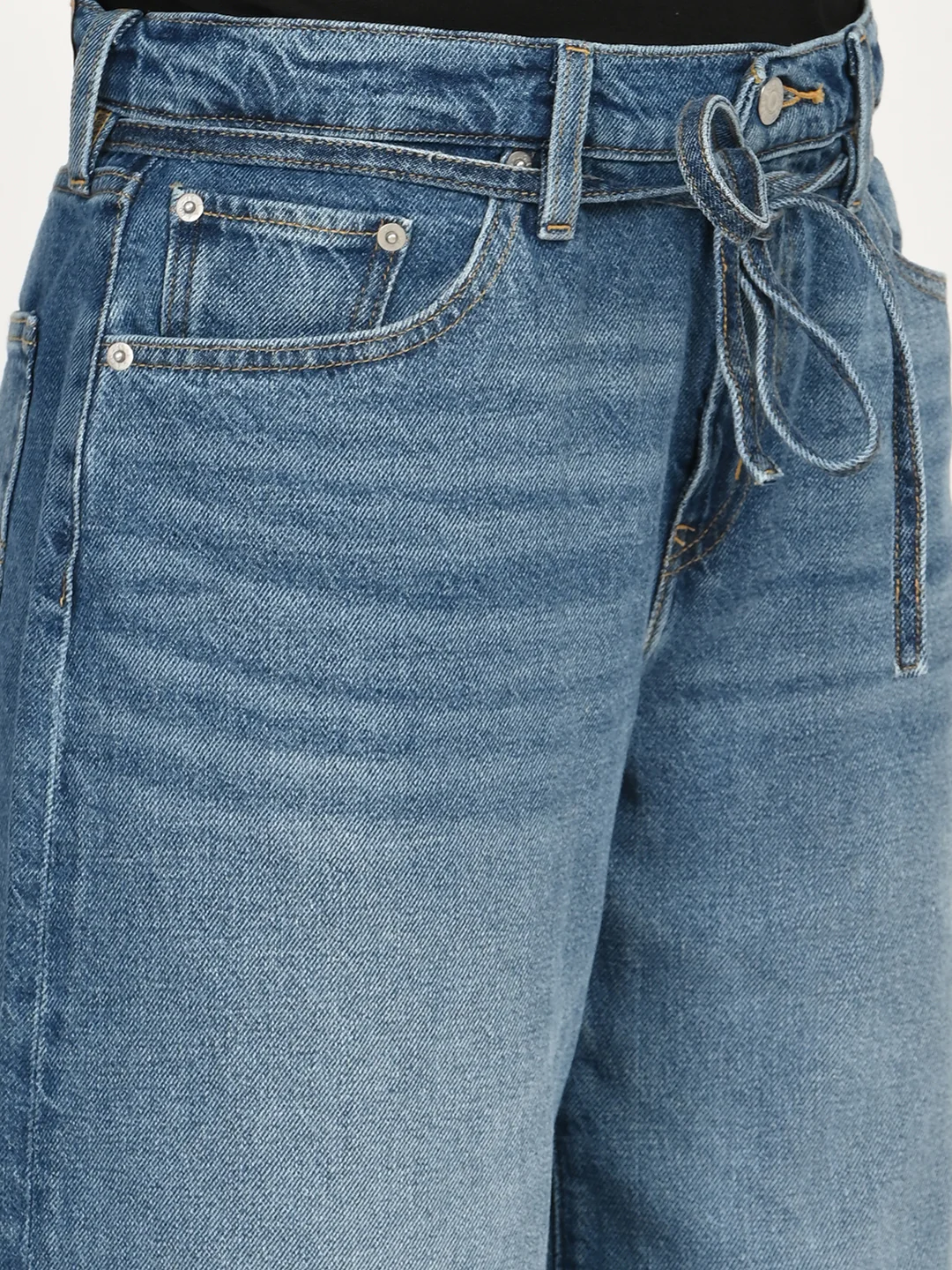 Women's Blue XL Straight Loose Fit Mid Rise Jeans - Image 5