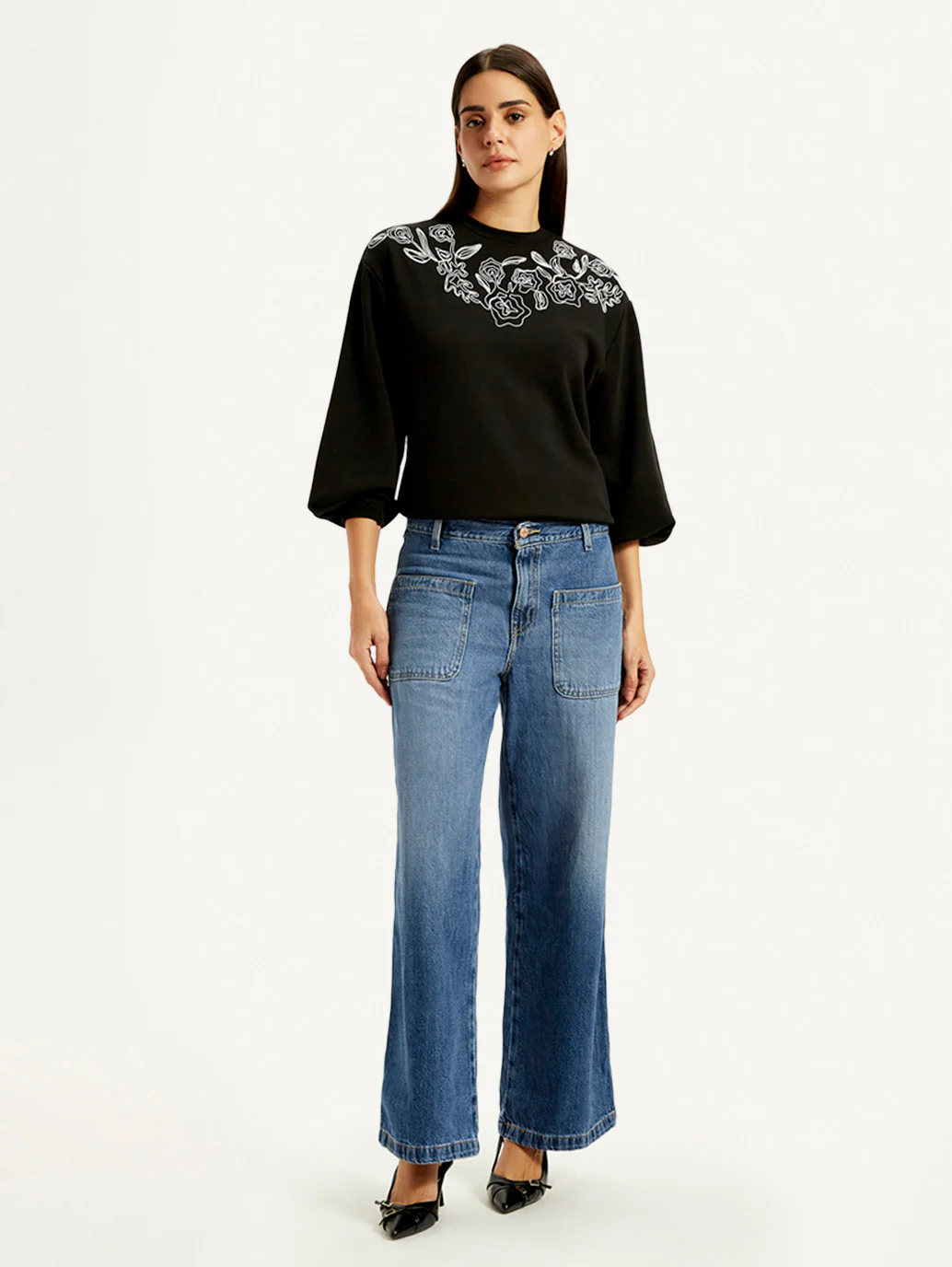 Women's Blue XL Straight Loose Fit Mid Rise Jeans - Image 7