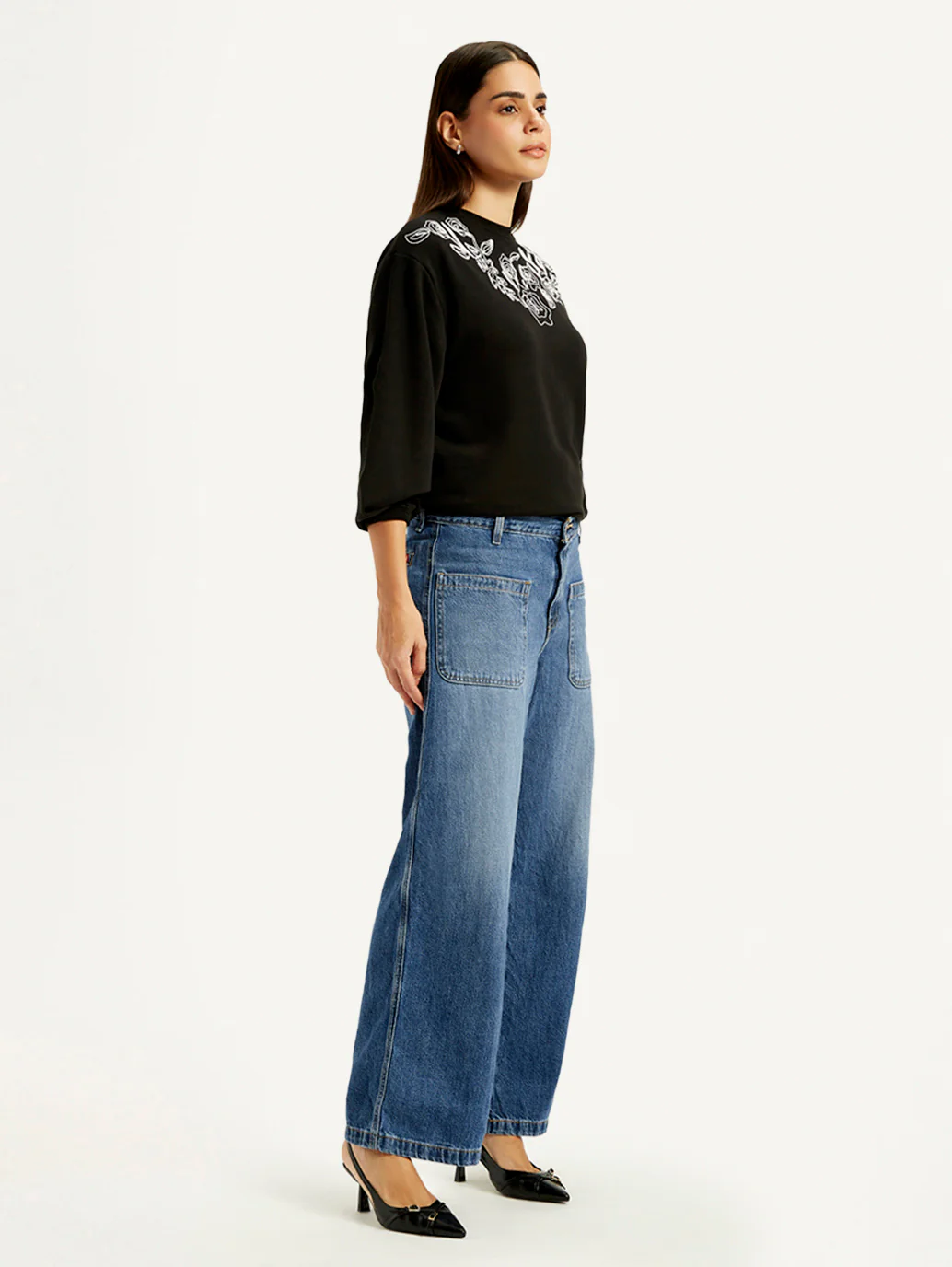 Women's Blue XL Straight Loose Fit Mid Rise Jeans - Image 8
