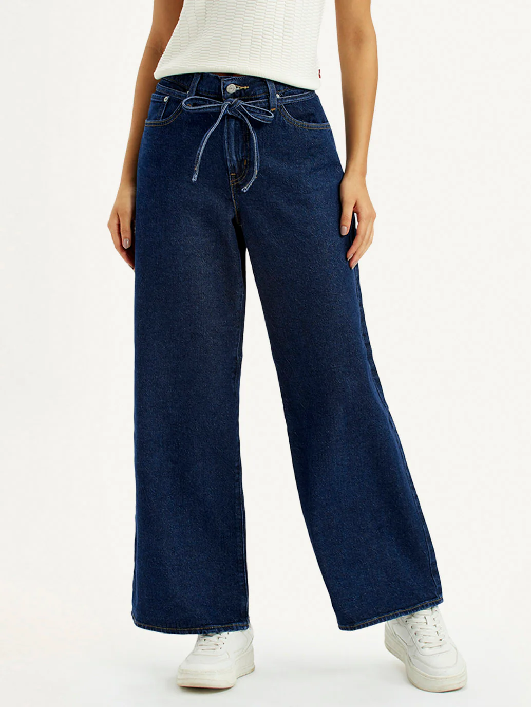 Women's Dark Blue XL Straight Loose Fit Mid Rise Jeans - Image 3