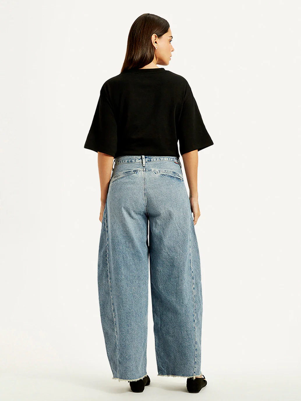 Women's Light Blue Super Baggy Barrel Loose Fit Mid Rise Jeans - Image 4
