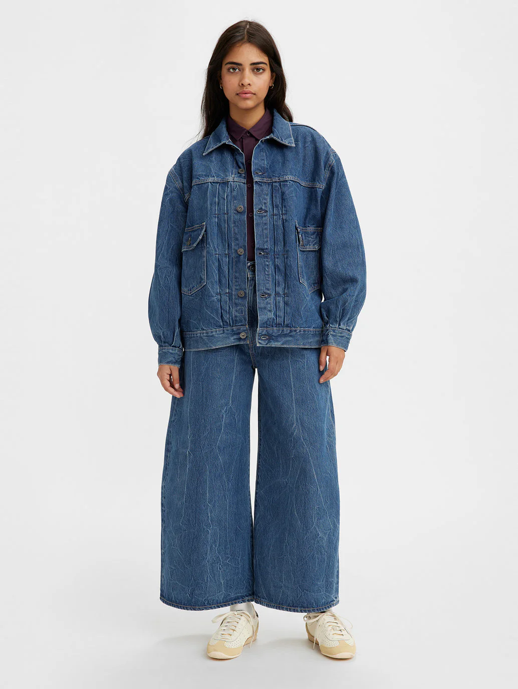 Women's Blue Wideleg Fit Mid Rise Jeans - Image 4