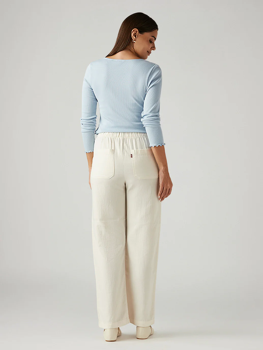 Women's Off White Loose Fit High Rise Trousers - Image 5