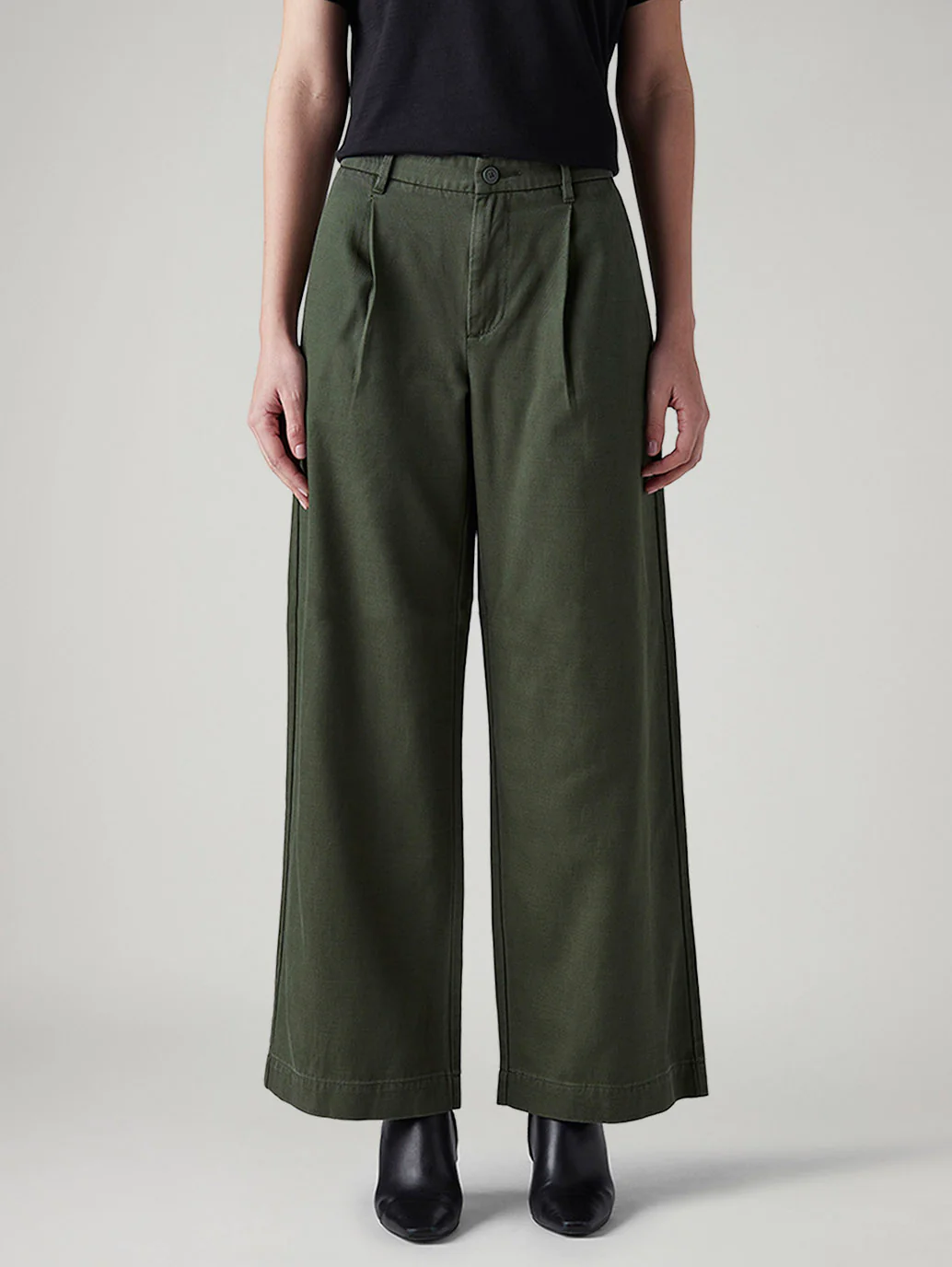 Women's Olive XL Straight Loose Fit Mid Rise Cargos - Image 2
