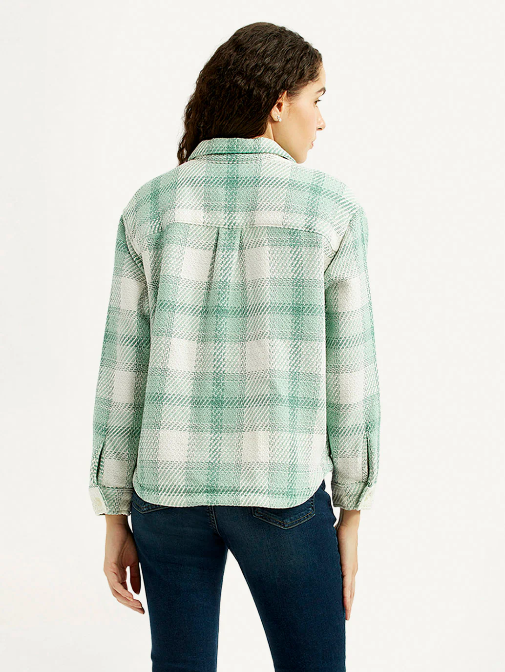 Women's Plaid Green Slim Fit Shirt - Image 2