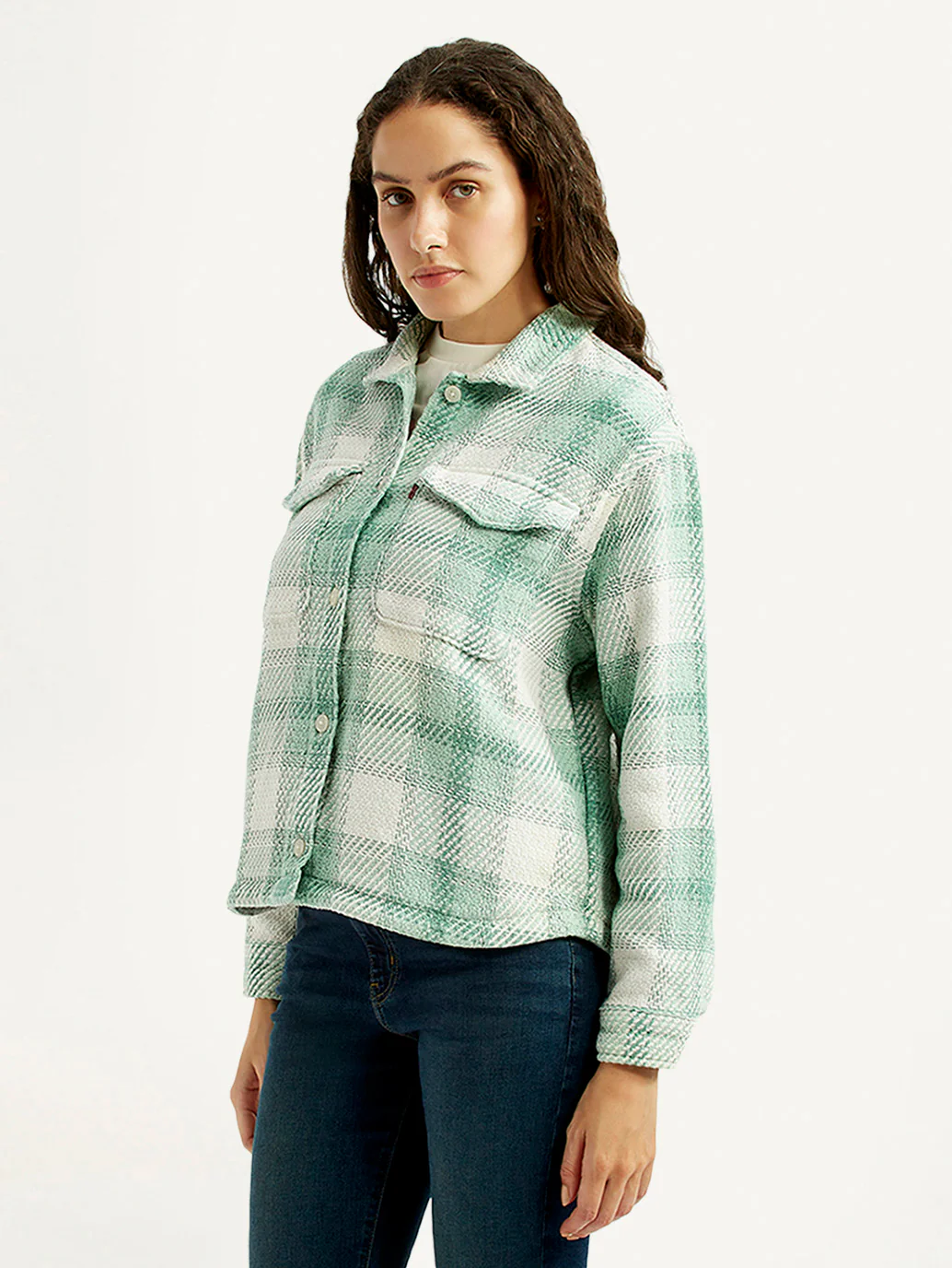 Women's Plaid Green Slim Fit Shirt - Image 4