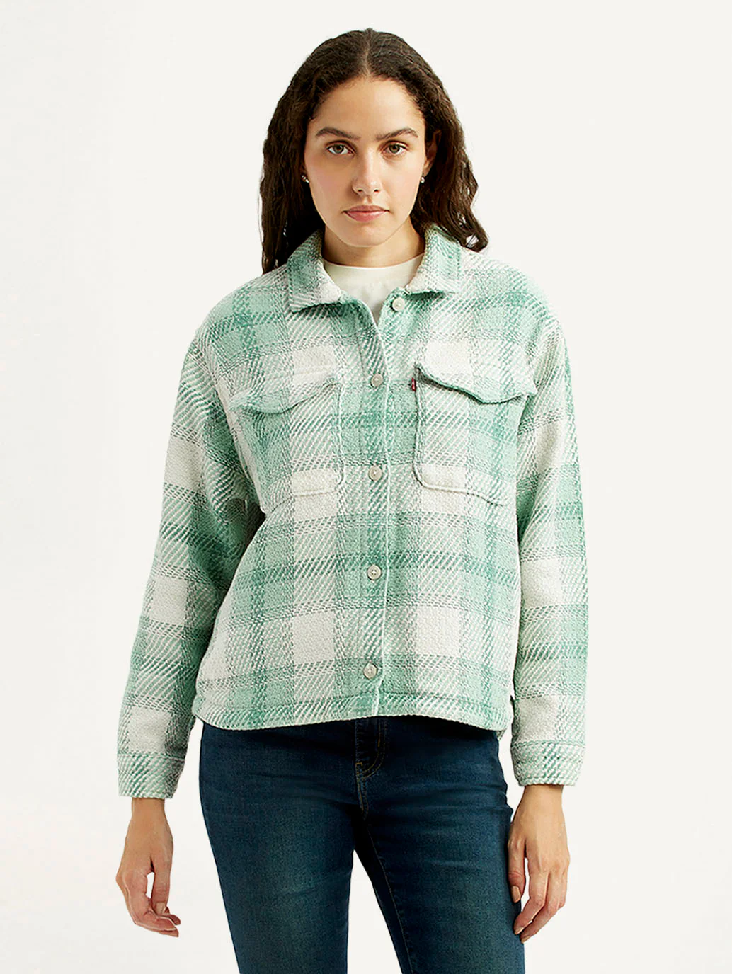 Women's Plaid Green Slim Fit Shirt - Image 5