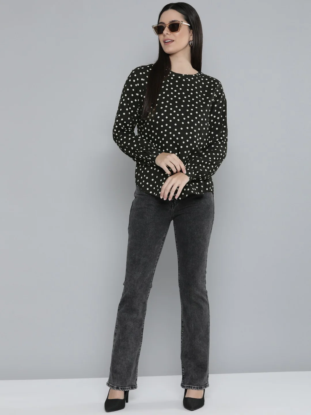 Women's Polka Dot Round Neck Top - Image 3