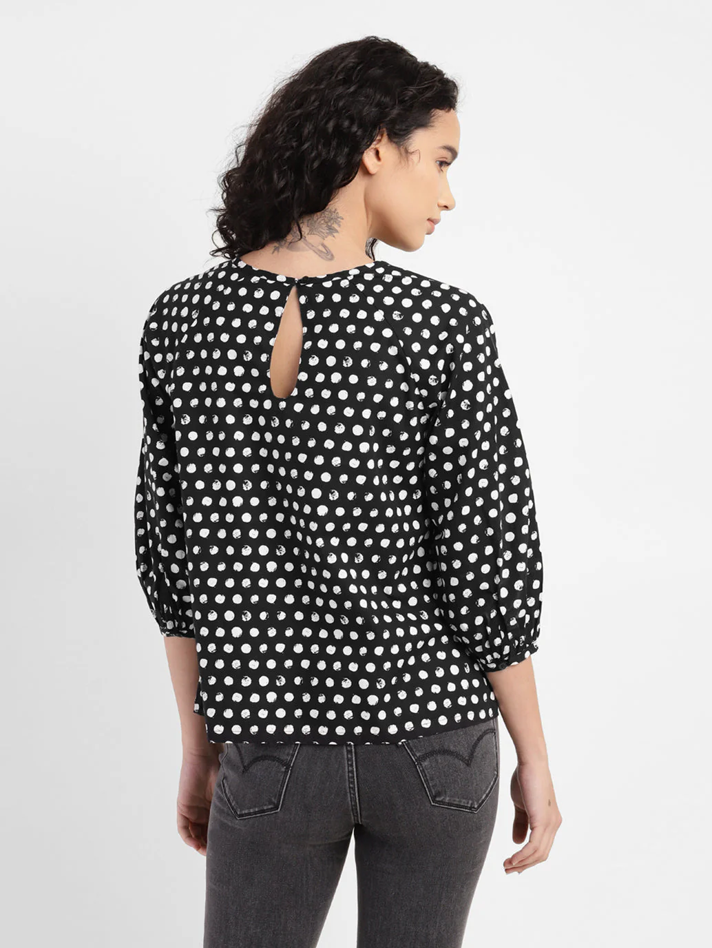 Women's Polka Dot Round Neck Top - Image 3