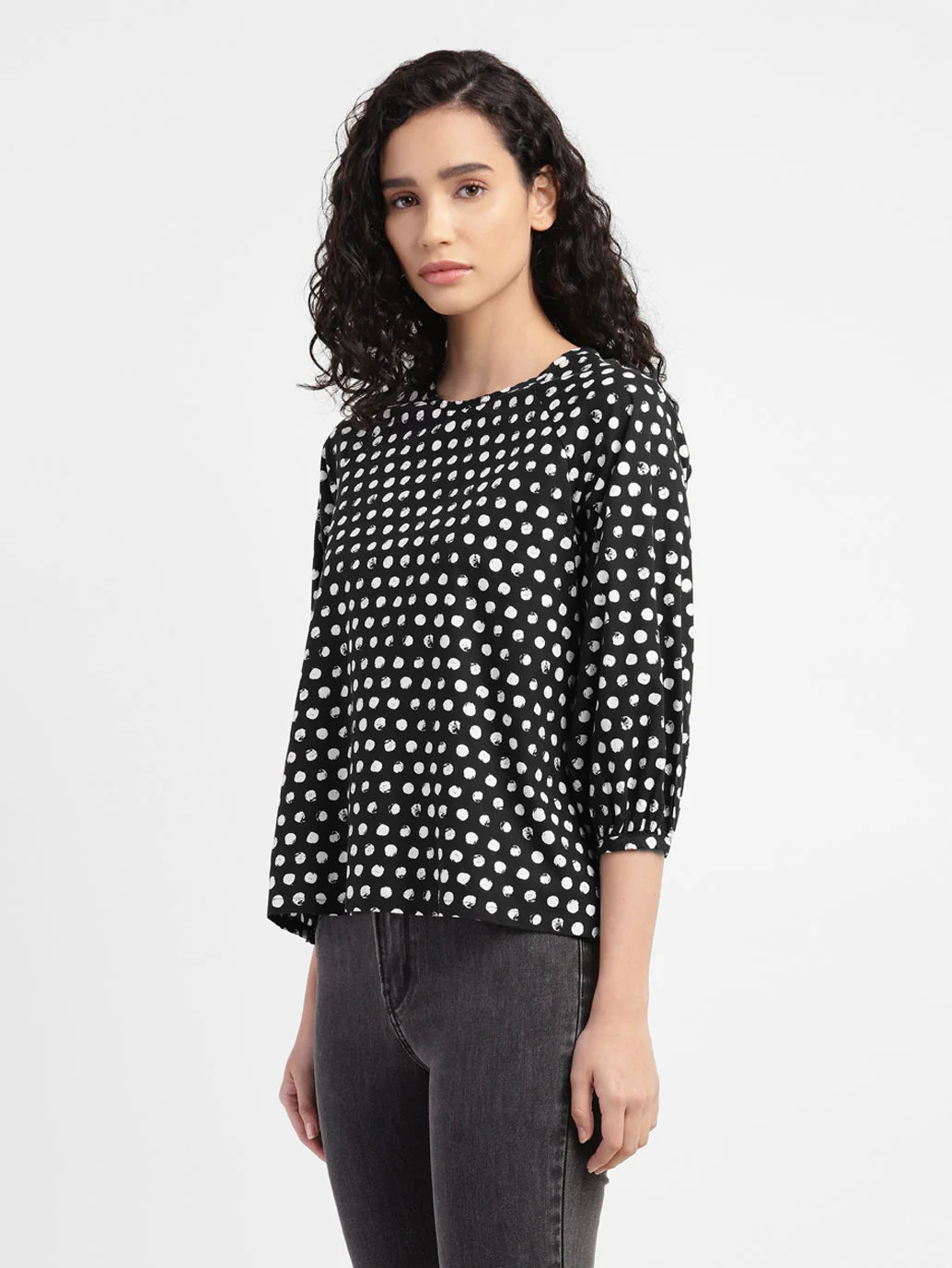 Women's Polka Dot Round Neck Top - Image 4