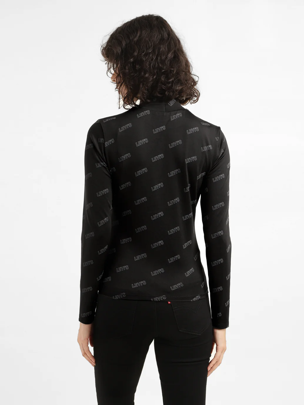 Women's Printed Black High Neck Top - Image 2