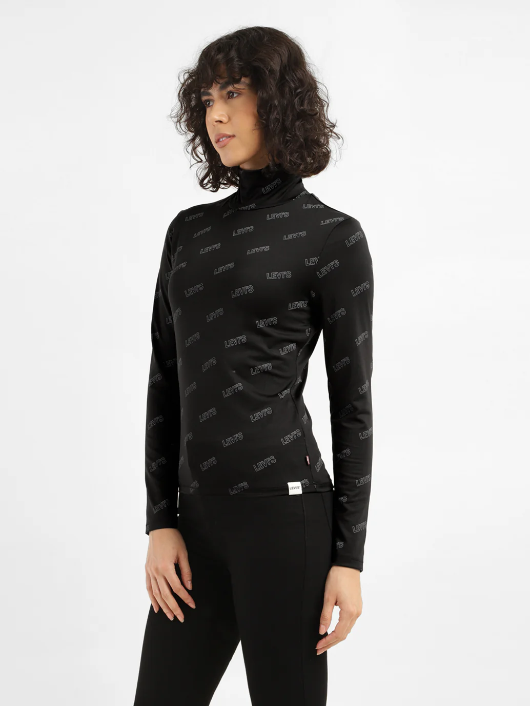 Women's Printed Black High Neck Top - Image 3