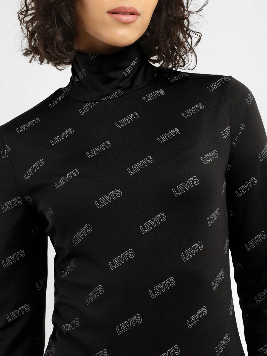 Women's Printed Black High Neck Top - Image 4