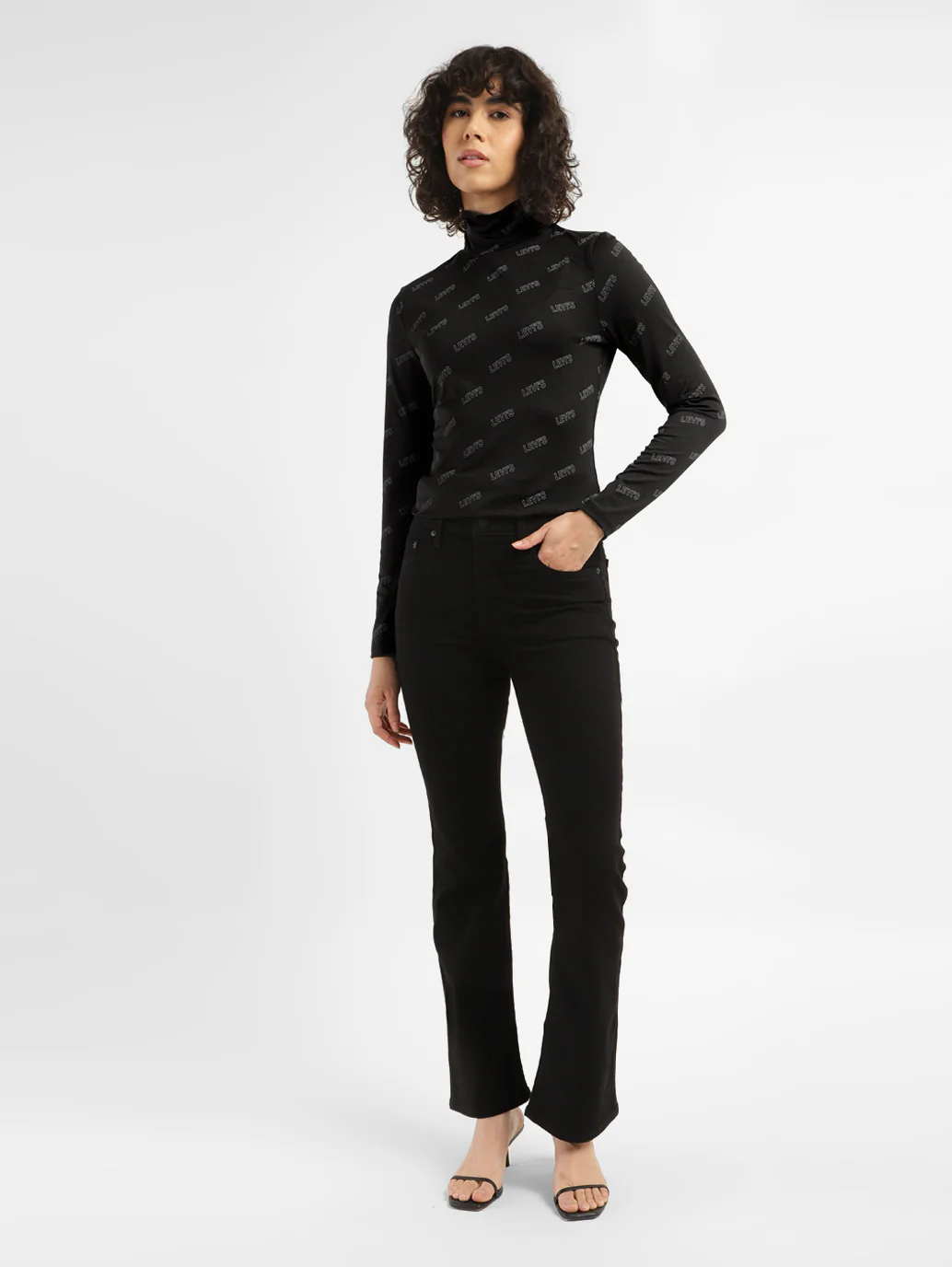 Women's Printed Black High Neck Top - Image 5