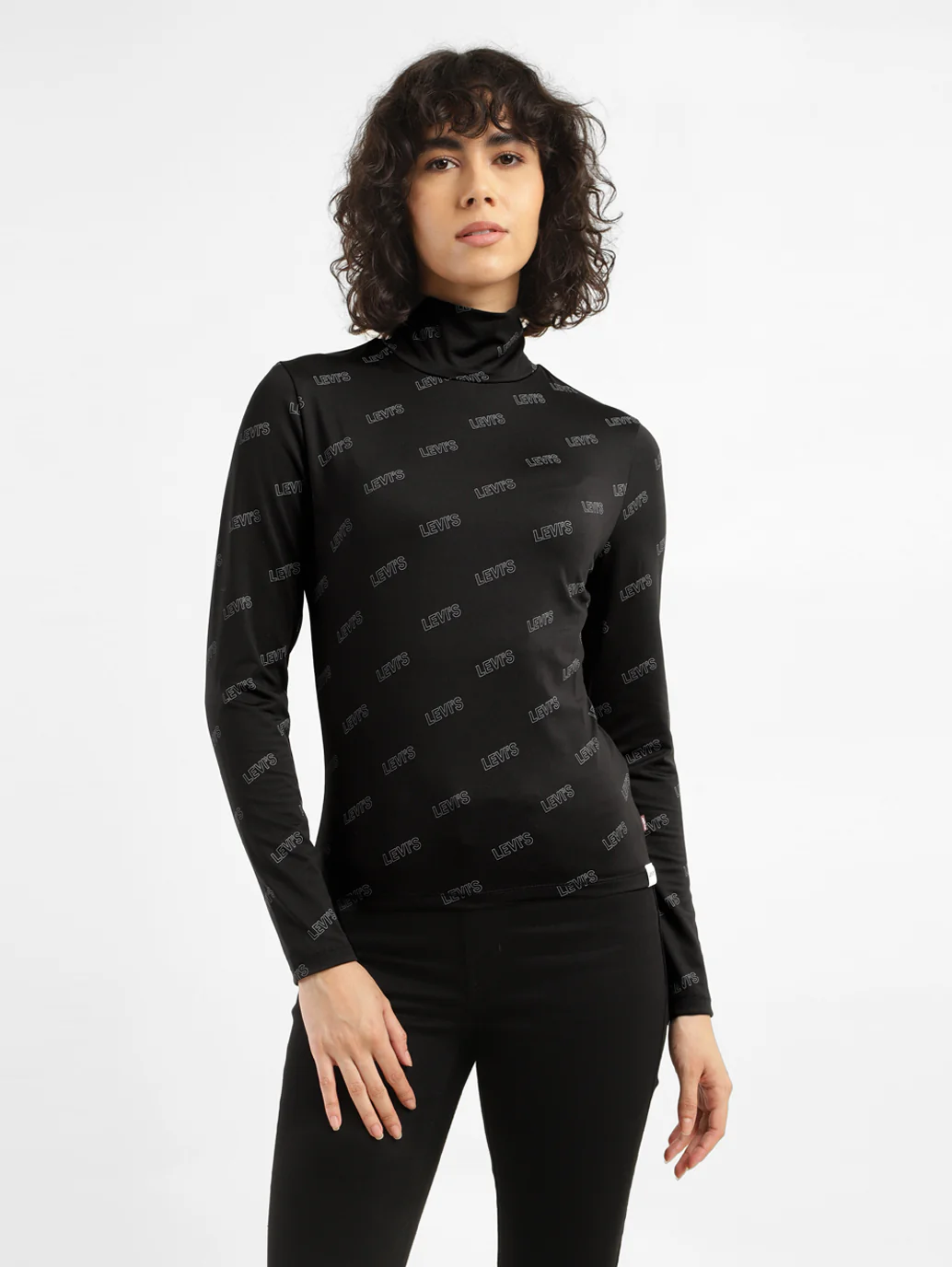 Women's Printed Black High Neck Top - Image 6