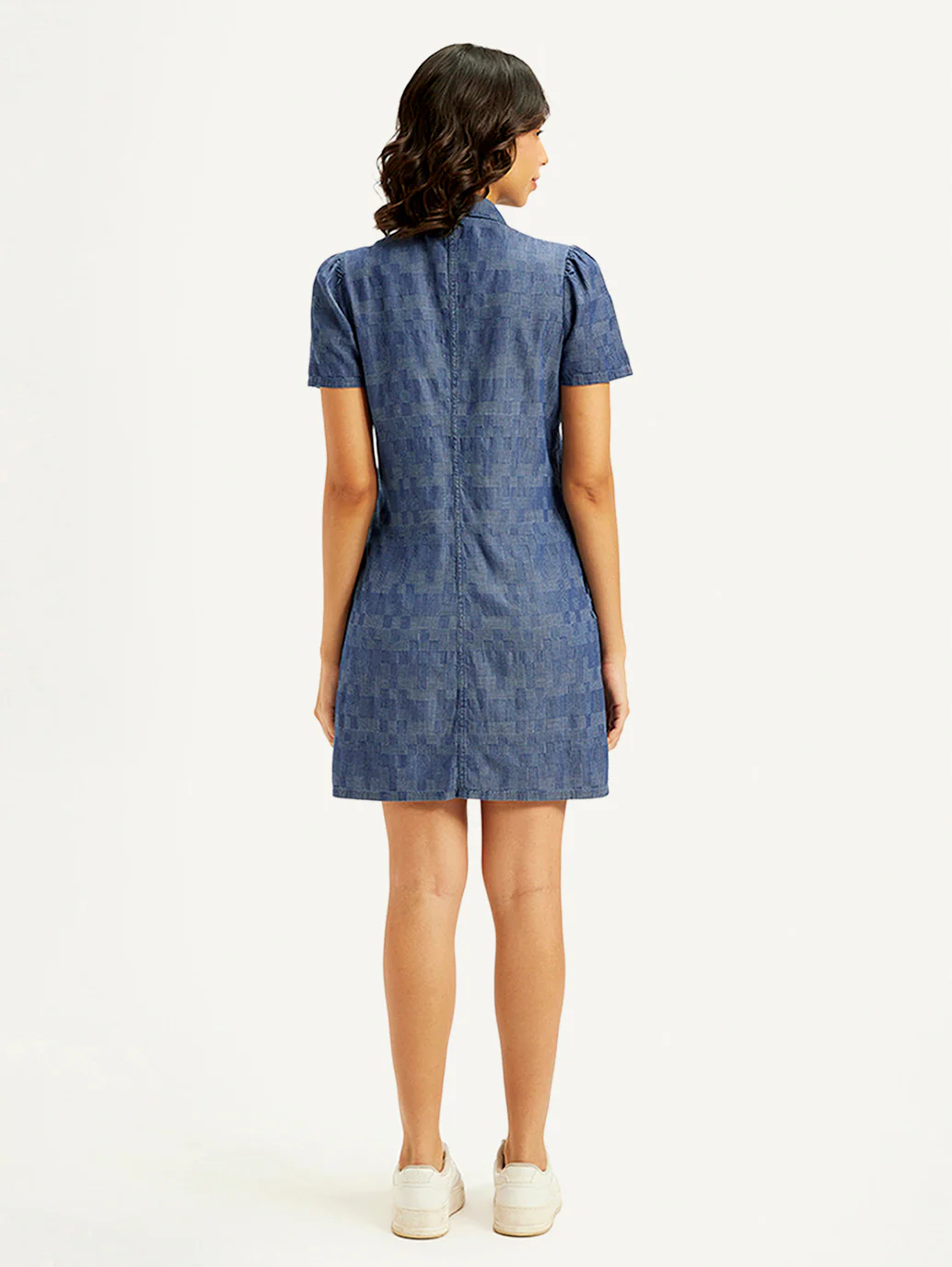 Women's Printed Blue Shirt Collar Dress - Image 3
