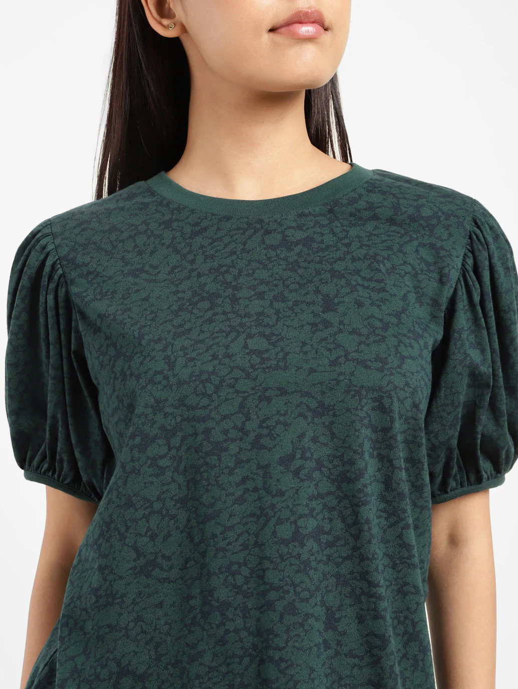 Women's Printed Crew Neck Top Green - Image 9