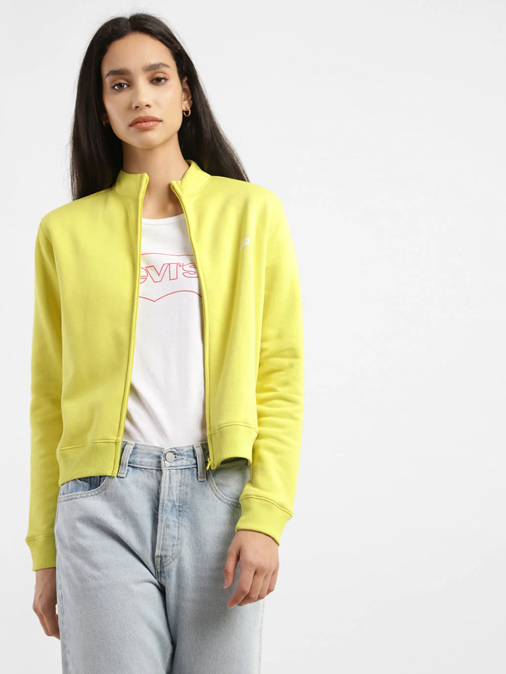 Women's Solid High Neck Sweatshirt - Image 2