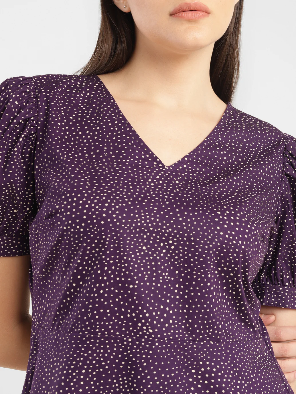 Women's Printed Purple V Neck Top - Image 6