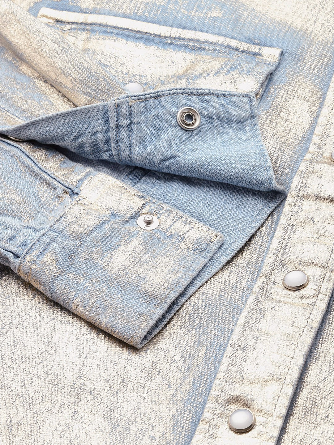 Women's Printed Regular Fit Denim Shirt - Image 3