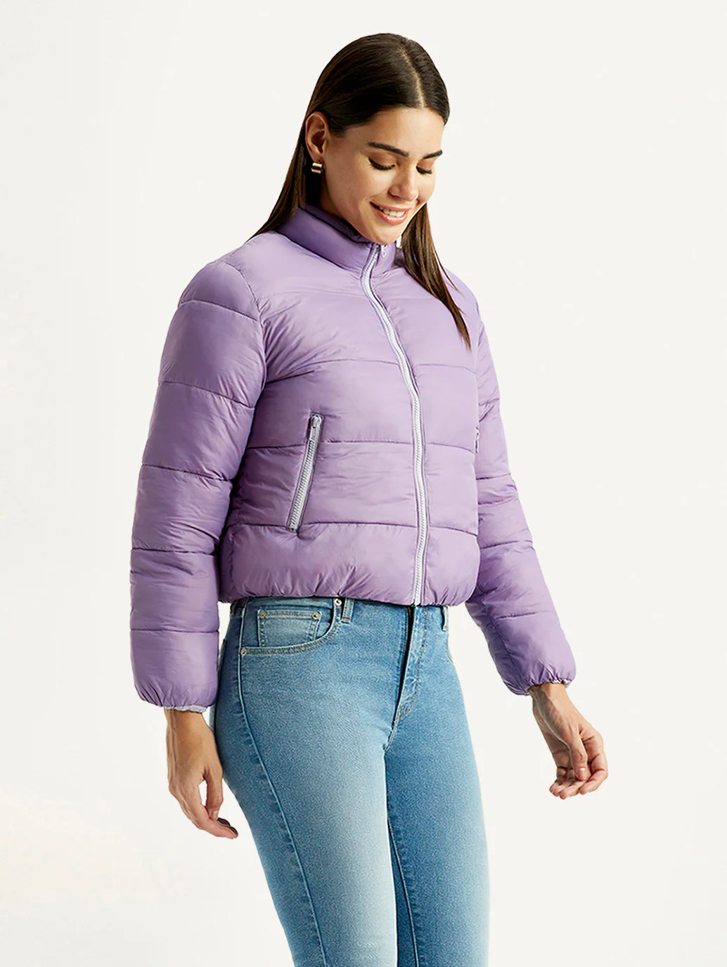 Women's Quilted Purple Puffer Jacket - Image 7