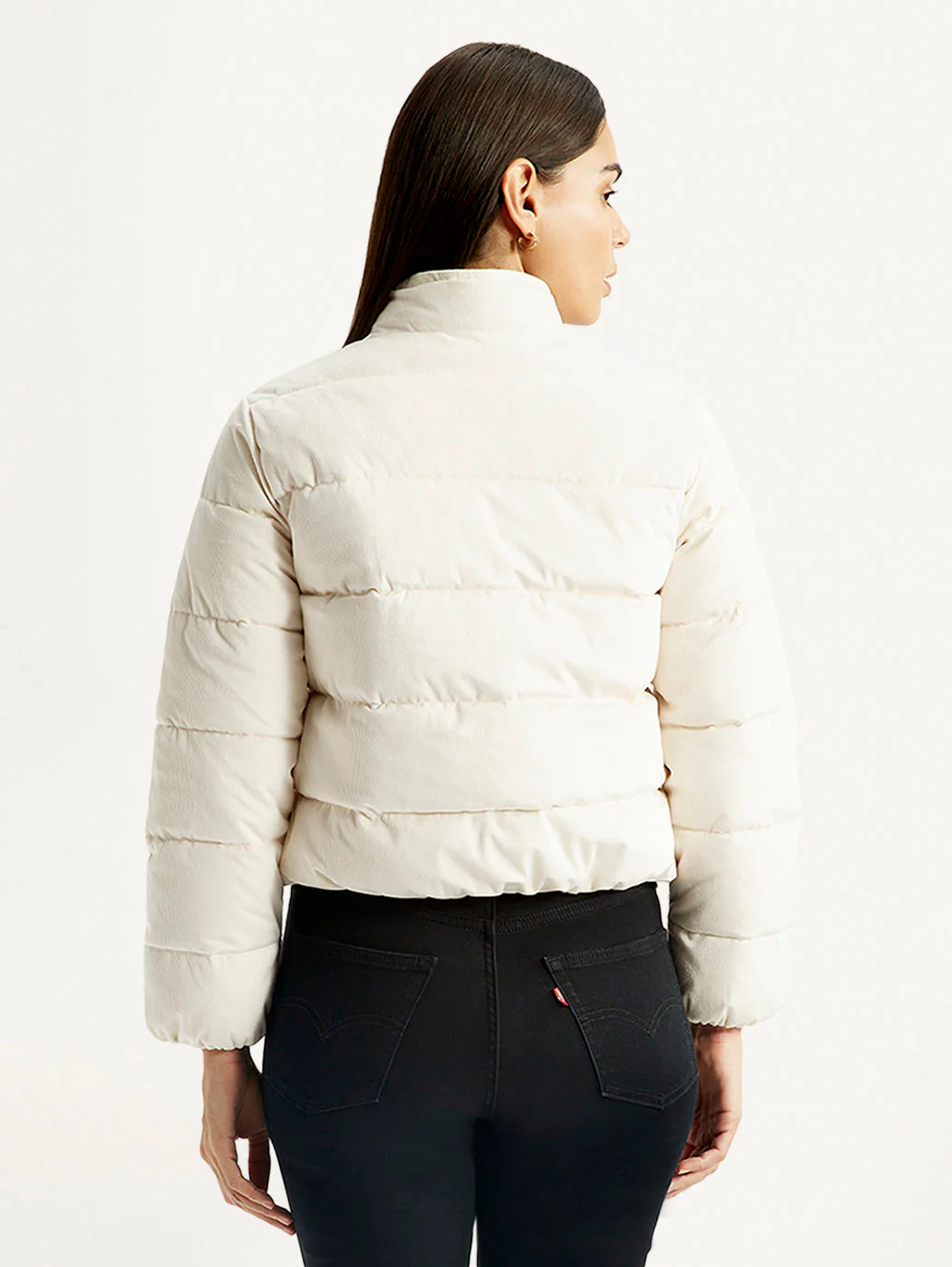 Women's Quilted Off White Puffer Jacket - Image 3