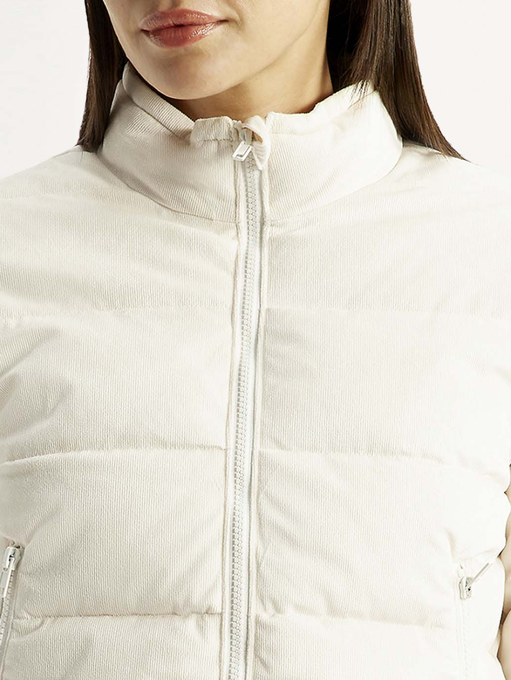 Women's Quilted Off White Puffer Jacket - Image 4